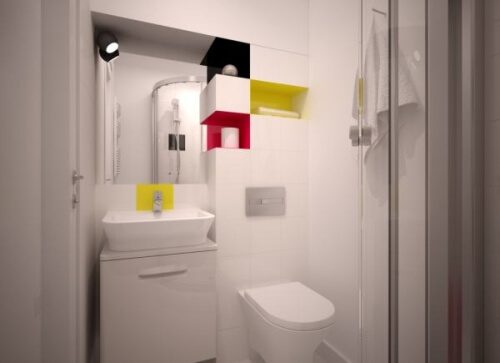 mała łazienka żółta