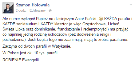 Facebook Szymona Hołowni. 
