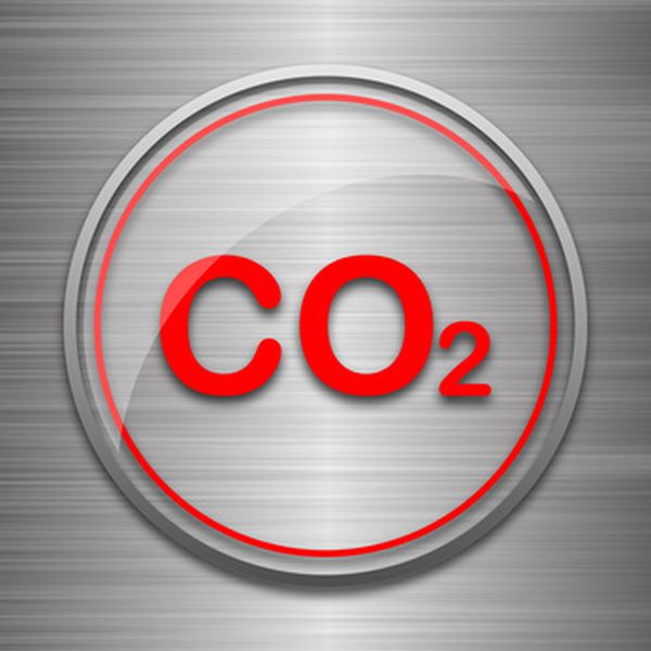 CO2 icon. Internet button on metallic background.