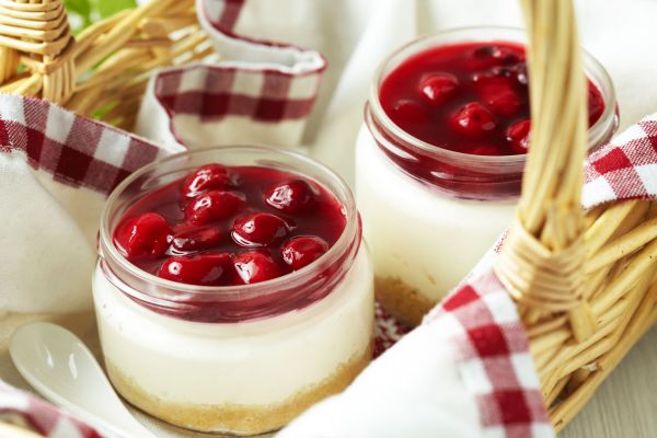 Cherry Cheesecake in a glass jar