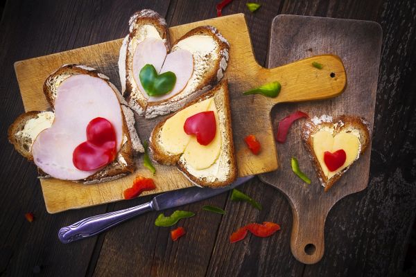 Image from creative food series: hearts sandwiches