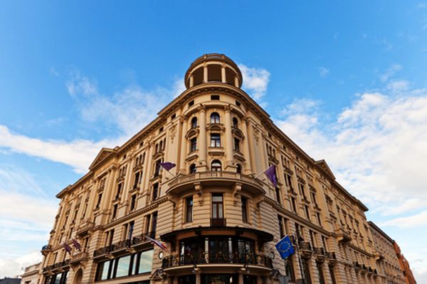 WARSAW, POLAND - OCTOBER 20, 2014: Hotel Bristol (circa 1901) on the central Krakowskie Przedmiescie street in Warsaw, Poland. Architect Wladyslaw Marconi