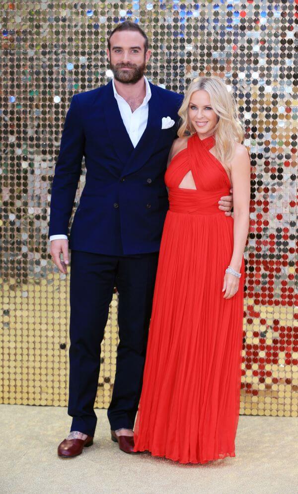 Joshua Sasse and Kylie Minogue at 'Absolutely Fabulous: The Movie' world film premiere, London, UK
