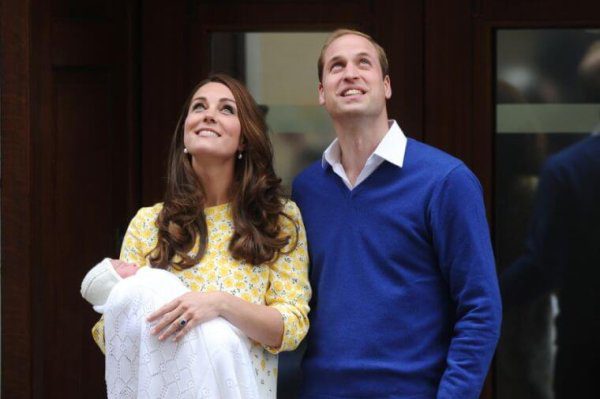 Prince William The Duke of Cambridge and Kate Middleton The Duchess of Cambridge show off their new arrival the Princess of Cambridge to the world outside the Lindo Wing of St. Mary's Hospital in Paddington, London. 2nd May 2015