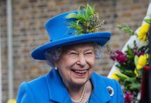 Niebieska stylizacja królowej Elżbiety II