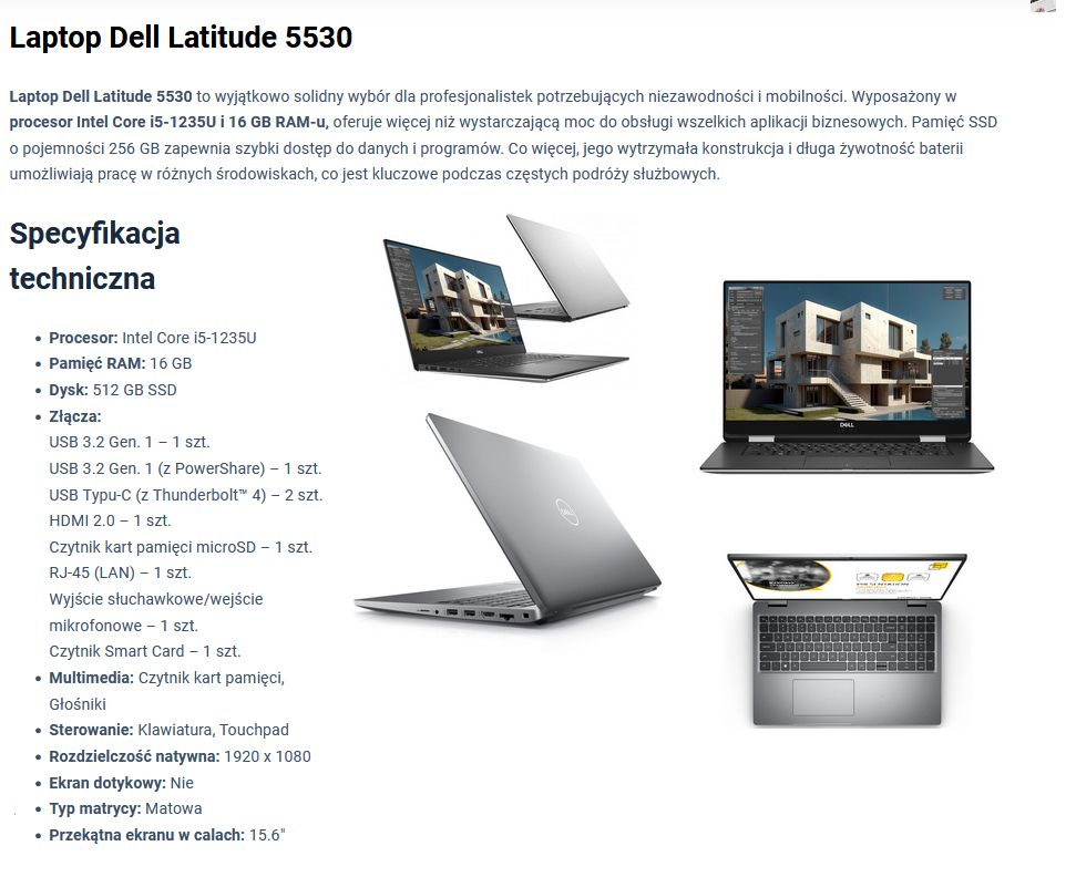 dell latitude 5530 laptop dla kobiety