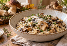 Kremowe risotto z grzybami leśnymi Kremowe risotto z grzybami leśnymi, parmezanem i świeżym tymiankiem.