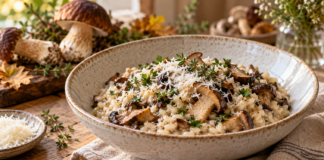 Kremowe risotto z grzybami leśnymi Kremowe risotto z grzybami leśnymi, parmezanem i świeżym tymiankiem.